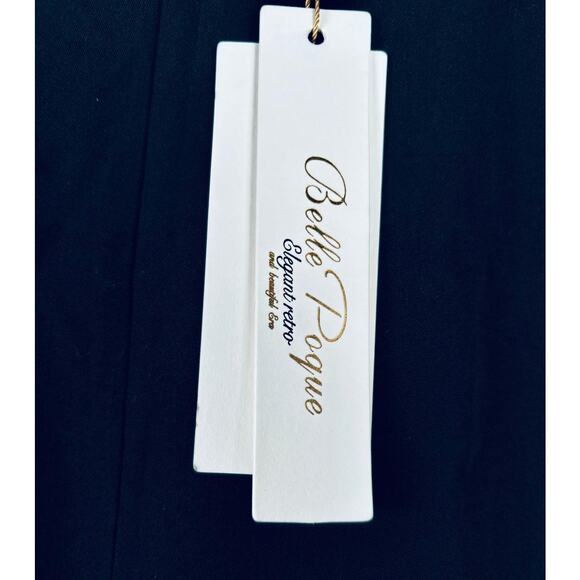 Belle Poque Womens High Waisted Wide Leg Pant Sz L Sailor Front Buttons Corpcore - Picture 2 of 8